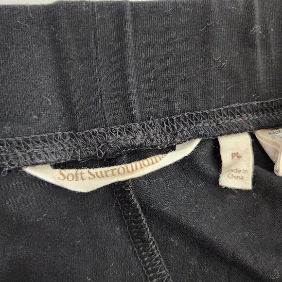 Soft Surroundings Women Cropped Leggings Size Large Petite LP Black Knit Pull On - Picture 7 of 8